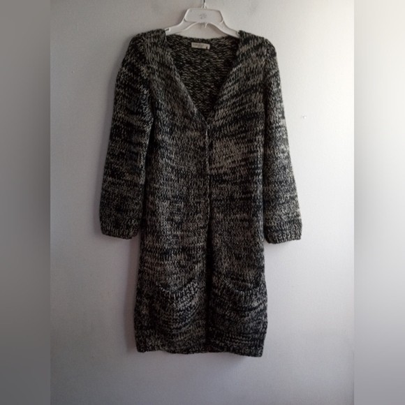 Roberto Collina  Black/White Merino Wool & Baby Camel Knit Midi Cardigan s Large - Picture 1 of 12